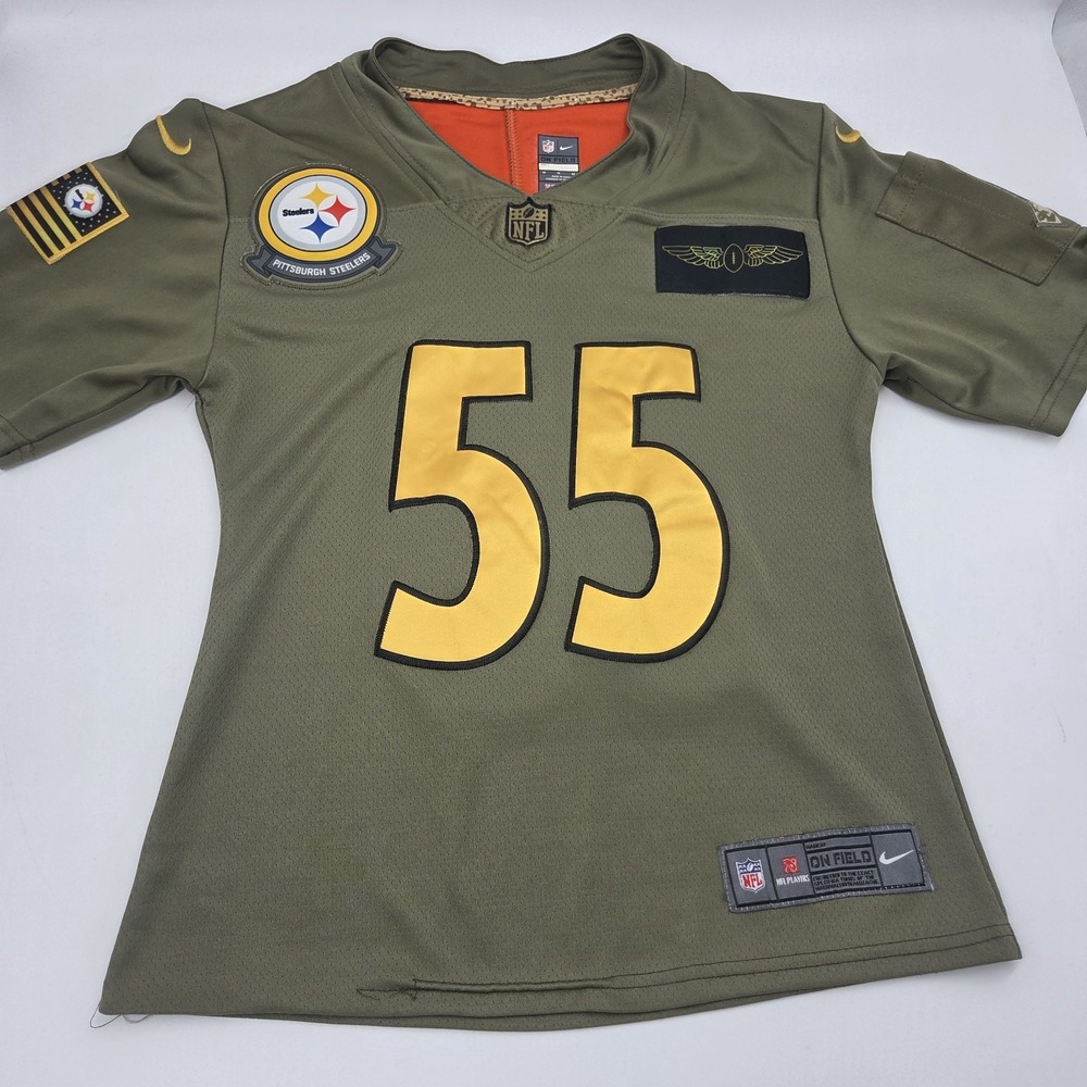 Pittsburgh Steelers Devin Bush #55 Womens M Jersey Salute to Service On Field